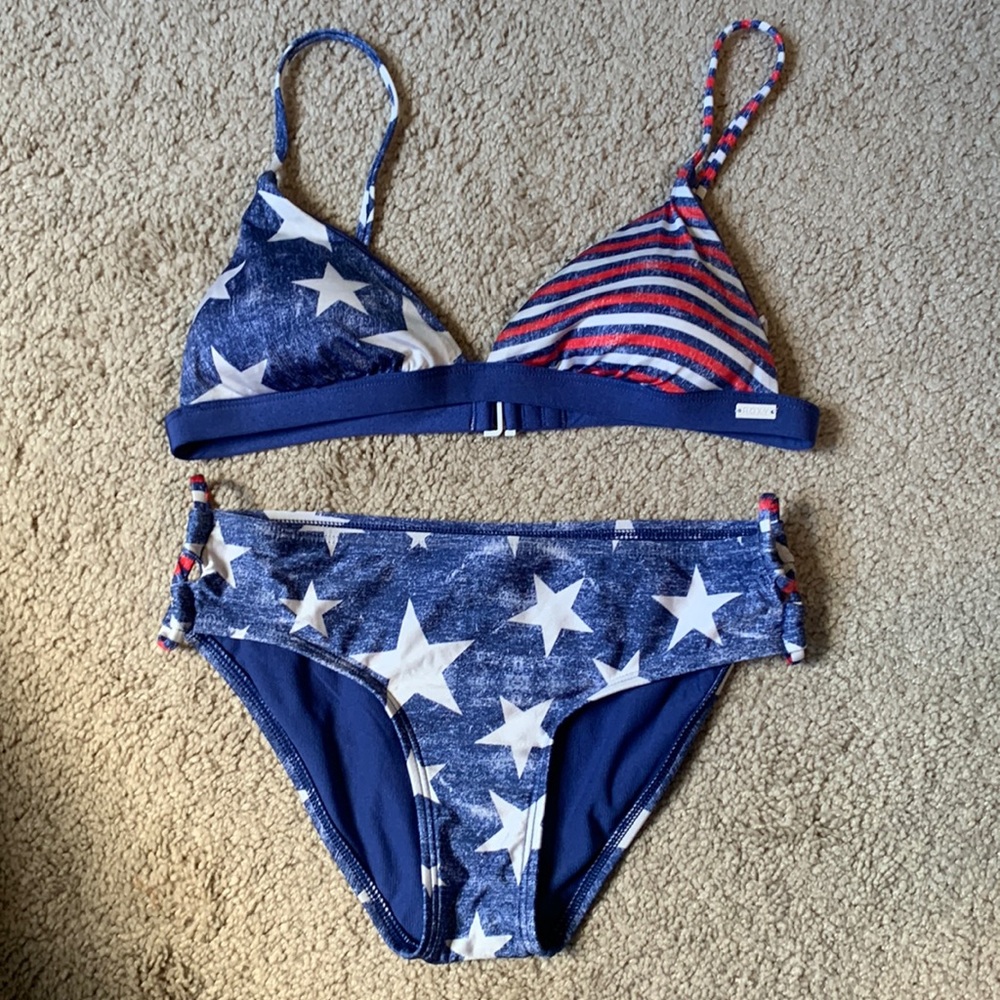 Roxy red, white, and blue bikini size small
